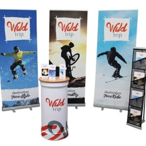 KIT SALON ÉCO - 3 ROLL UP + COMPTOIR